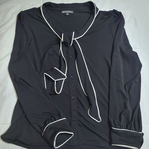 Adrianna Papell Black Top with Logo Tag